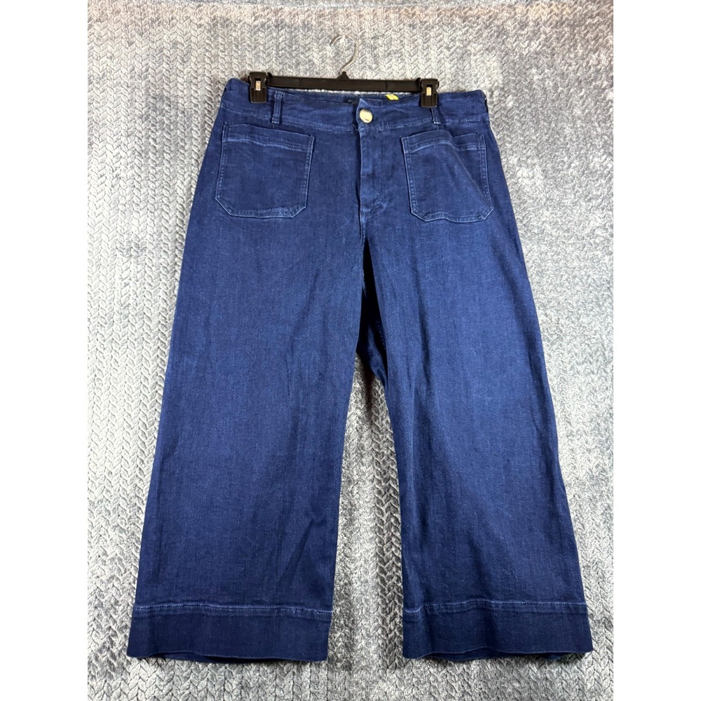 Maeve by Anthropologie Cropped Jeans Women 18 Blue Denim Cotton Stretch Straight